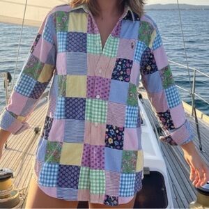 EUC Ralph Lauren Blue Label Colorful Patchwork Button-Up Shirt Size 4